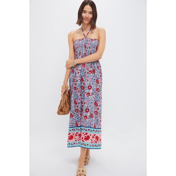 TUCKERNUCK BEACH Mauve and Rose Wildflower Smocked Lisbon Caftan Size S NWT - Picture 4 of 6